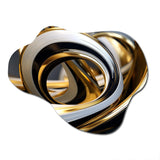 Liquid Gold Black And White Swirling Dimension I - Asymmetric Metal Wall Art