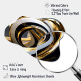 Liquid Gold Black And White Swirling Dimension I - Asymmetric Metal Wall Art