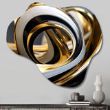 Liquid Gold Black And White Swirling Dimension I - Asymmetric Metal Wall Art