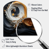 Liquid Gold Black And White Swirling Magic - Asymmetric Metal Wall Art