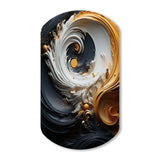 Liquid Gold Black And White Swirling Magic - Asymmetric Metal Wall Art