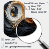 Liquid Gold Black And White Swirling Magic - Asymmetric Metal Wall Art