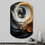 Liquid Gold Black And White Swirling Magic - Asymmetric Metal Wall Art