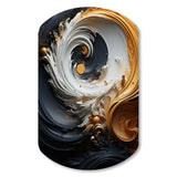 Liquid Gold Black And White Swirling Magic - Asymmetric Metal Wall Art