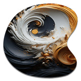 Liquid Gold Black And White Swirling Magic - Asymmetric Metal Wall Art