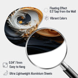 Liquid Gold Black And White Swirling Magic - Asymmetric Metal Wall Art