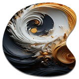 Liquid Gold Black And White Swirling Magic - Asymmetric Metal Wall Art