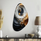 Liquid Gold Black And White Swirling Magic - Asymmetric Metal Wall Art