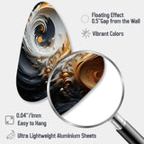 Liquid Gold Black And White Swirling Magic - Asymmetric Metal Wall Art