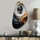 Liquid Gold Black And White Swirling Magic - Asymmetric Metal Wall Art