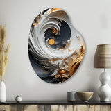 Liquid Gold Black And White Swirling Magic - Asymmetric Metal Wall Art