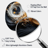 Liquid Gold Black And White Swirling Magic - Asymmetric Metal Wall Art