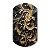 Golden Ornament Pattern On Black III - Asymmetric Metal Wall Art