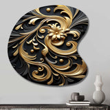 Golden Ornament Pattern On Black III - Asymmetric Metal Wall Art