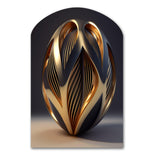 Op-Art Retro Gold Geometric Dimensions V - Asymmetric Metal Wall Art