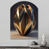 Op-Art Retro Gold Geometric Dimensions V - Asymmetric Metal Wall Art