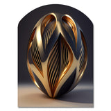 Op-Art Retro Gold Geometric Dimensions V - Asymmetric Metal Wall Art