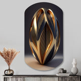 Op-Art Retro Gold Geometric Dimensions V - Asymmetric Metal Wall Art