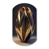 Op-Art Retro Gold Geometric Dimensions V - Asymmetric Metal Wall Art