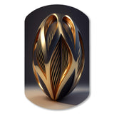 Op-Art Retro Gold Geometric Dimensions V - Asymmetric Metal Wall Art