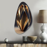 Op-Art Retro Gold Geometric Dimensions V - Asymmetric Metal Wall Art