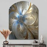 Tender Light Blue Floral Whirling Spiral - Asymmetric Metal Wall Art