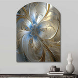 Tender Light Blue Floral Whirling Spiral - Asymmetric Metal Wall Art