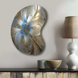 Tender Light Blue Floral Whirling Spiral - Asymmetric Metal Wall Art