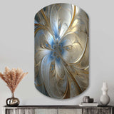 Tender Light Blue Floral Whirling Spiral - Asymmetric Metal Wall Art