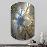 Tender Light Blue Floral Whirling Spiral - Asymmetric Metal Wall Art