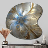 Tender Light Blue Floral Whirling Spiral - Asymmetric Metal Wall Art