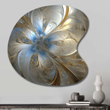 Tender Light Blue Floral Whirling Spiral - Asymmetric Metal Wall Art