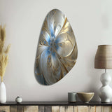 Tender Light Blue Floral Whirling Spiral - Asymmetric Metal Wall Art