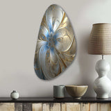 Tender Light Blue Floral Whirling Spiral - Asymmetric Metal Wall Art