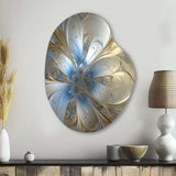 Tender Light Blue Floral Whirling Spiral - Asymmetric Metal Wall Art