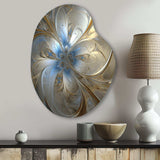 Tender Light Blue Floral Whirling Spiral - Asymmetric Metal Wall Art