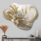 Tender Light Blue Floral Whirling Spiral I - Asymmetric Metal Wall Art