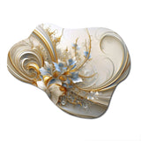 Tender Light Blue Floral Whirling Spiral I - Asymmetric Metal Wall Art