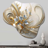 Tender Light Blue Floral Whirling Spiral I - Asymmetric Metal Wall Art