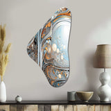 Tender Light Blue Floral Whirling Vision - Asymmetric Metal Wall Art