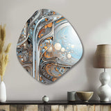 Tender Light Blue Floral Whirling Vision - Asymmetric Metal Wall Art