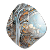 Tender Light Blue Floral Whirling Vision - Asymmetric Metal Wall Art