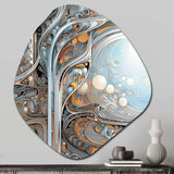 Tender Light Blue Floral Whirling Vision - Asymmetric Metal Wall Art