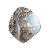 Tender Light Blue Floral Whirling Vision - Asymmetric Metal Wall Art