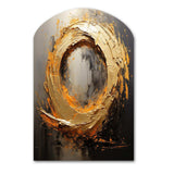 Spiral Vintage Gold Painting On Black I - Asymmetric Metal Wall Art