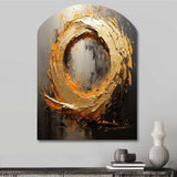 Spiral Vintage Gold Painting On Black I - Asymmetric Metal Wall Art