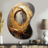 Spiral Vintage Gold Painting On Black I - Asymmetric Metal Wall Art