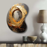 Spiral Vintage Gold Painting On Black I - Asymmetric Metal Wall Art