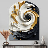 Liquid Gold Black & White Textured Spiral Magic - Asymmetric Metal Wall Art