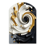 Liquid Gold Black & White Textured Spiral Magic - Asymmetric Metal Wall Art